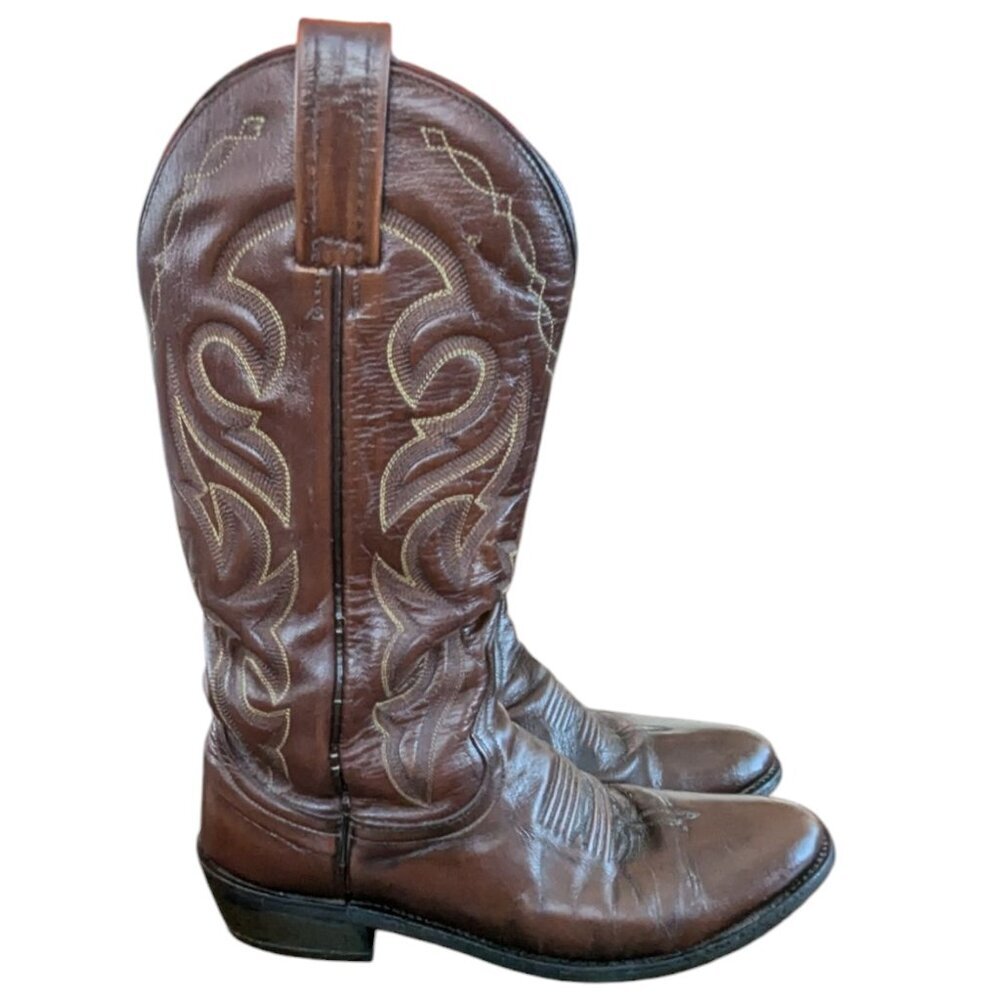 Vintage Dan Post Men's Brown Leather Western Boots - Size 8.5 D - Picture 10 of 16